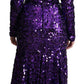 Glittering Purple Sequined Maxi Dress