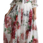 Elegant Floral Scarf Neck Pleated Gown