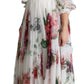 Elegant Floral Scarf Neck Pleated Gown