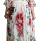 Elegant Floral Scarf Neck Pleated Gown