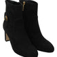 Elegant Black Suede Mid-Calf Boots