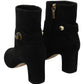 Elegant Black Suede Mid-Calf Boots
