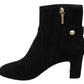 Elegant Black Suede Mid-Calf Boots