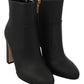 Elegant Black Leather High Heel Boots