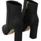 Elegant Black Leather High Heel Boots
