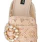 Pink Peach Crystal-Embellished Slide Flats