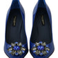 Electric Blue Patent Leather Pumps with Crystals