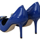 Electric Blue Patent Leather Pumps with Crystals