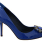 Electric Blue Patent Leather Pumps with Crystals