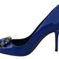 Electric Blue Patent Leather Pumps with Crystals