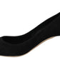 Elegant Black Suede Heels Pumps