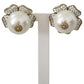 Floral Crystal-Pearl Clip-On Earrings