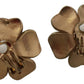Floral Crystal-Pearl Clip-On Earrings