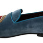 Enchanted Heart Light Blue Velvet Loafers