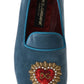 Enchanted Heart Light Blue Velvet Loafers
