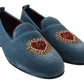 Enchanted Heart Light Blue Velvet Loafers