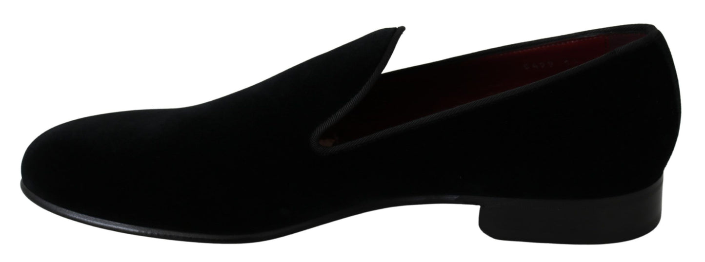 Chic Black Velvet Loafers for Men