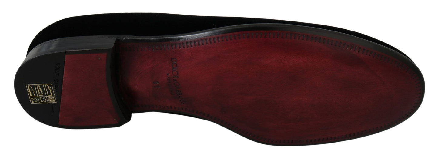 Chic Black Velvet Loafers for Men