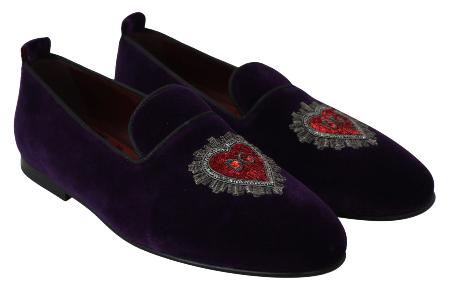Enchanted Heart Embroidered Velvet Loafers