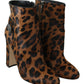 Leopard-Print Calf Hair Ankle Boots