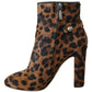 Leopard-Print Calf Hair Ankle Boots
