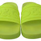 Chic Green Rubber Monogram Slides