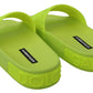 Chic Green Rubber Monogram Slides