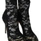 Elegant Black Lace Stiletto Ankle Boots