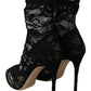 Elegant Black Lace Stiletto Ankle Boots