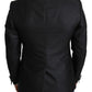 Elegant Black Jacquard Slim Fit Blazer