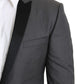 Elegant Dark Gray Silk Blend Blazer