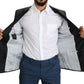 Elegant Dark Gray Silk Blend Blazer