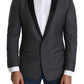 Elegant Dark Gray Silk Blend Blazer