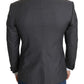 Elegant Dark Gray Silk Blend Blazer