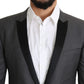 Elegant Dark Gray Silk Blend Blazer