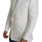 Elegant White Double-Breasted Wool Blazer