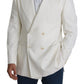 Elegant White Double-Breasted Wool Blazer