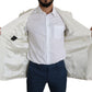 Elegant White Double-Breasted Wool Blazer