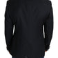 Elegant Black Virgin Wool Silk Blend Blazer