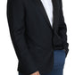 Elegant Black Virgin Wool Silk Blend Blazer