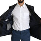 Elegant Black Virgin Wool Silk Blend Blazer