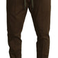 Elegant Brown Cotton Stretch Sweatpants