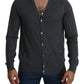 Elegant Gray Cashmere Button-Down Cardigan