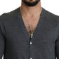 Elegant Gray Cashmere Button-Down Cardigan