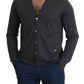 Elegant Gray Cashmere Button-Down Cardigan
