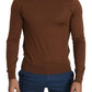 Elegant Brown Cashmere Pullover Sweater