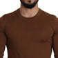 Elegant Brown Cashmere Pullover Sweater