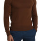 Elegant Brown Cashmere Pullover Sweater