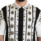 Elegant Striped Silk Jersey with Jewel Details