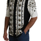 Elegant Striped Silk Jersey with Jewel Details